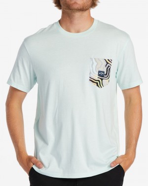 Aqua Men's Billabong Team Pocket T-Shirt | 364105XSM