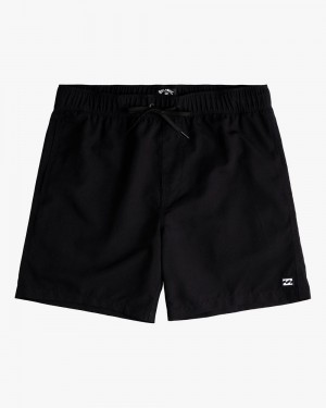 Black Men's Billabong All Day Layback 16" Elastic Waist Shorts | 576013DVF