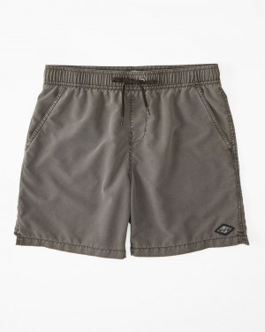 Black Men's Billabong All Day Overdyed Layback 17" Elastic Waist Shorts | 571634LCW