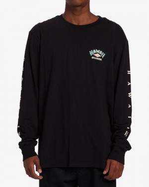 Black Men's Billabong Arch Hawaii Long Sleeve T-Shirt | 053178PTL