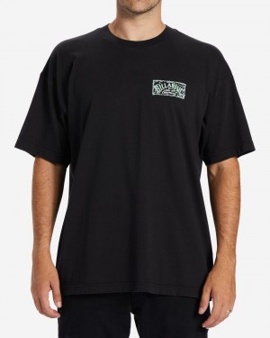 Black Men's Billabong Arch Wave T-Shirt | 607314KLG