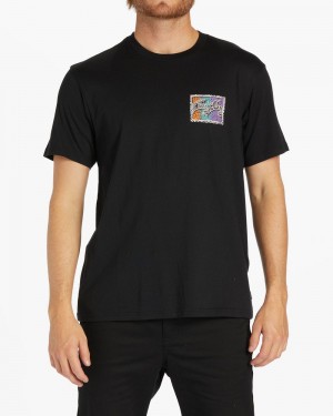 Black Men's Billabong Crayon Wave Short Sleeve T-Shirt | 234970LED