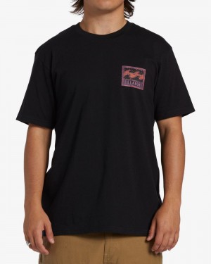 Black Men's Billabong Crayon Wave Short Sleeve T-Shirt | 874621WNB