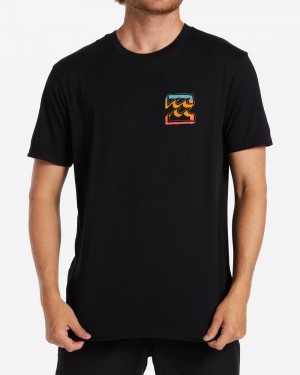 Black Men's Billabong Crayon Wave T-Shirt | 681475WNU