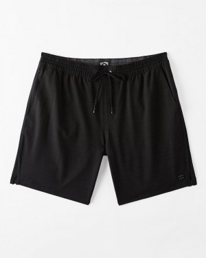 Black Men's Billabong Crossfire 18" Elastic Waist Shorts | 402651ECW