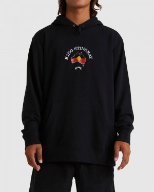 Black Men's Billabong King Stringray Pop Hood Crew Neck Sweatshirt | 095631OAV