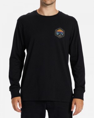 Black Men's Billabong Rockies Long Sleeve T-Shirt | 934562ZJD