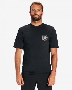 Black Men's Billabong Rotor Lf Short Sleeve Upf 50 Surf T-Shirt | 546320JRU