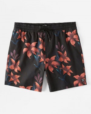 Black Men's Billabong Sundays Layback 17" Elastic Waist Shorts | 307485LJP