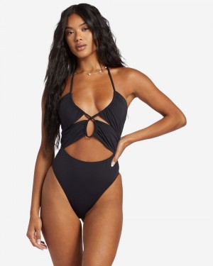 Black Pebble Women's Billabong Sol Searcher One-Piece Swimsuit | 216478ARK