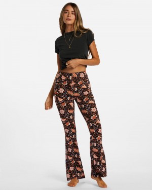 Black Pebble Women's Billabong Sundown High-Waisted Flared Pants | 975813GBY