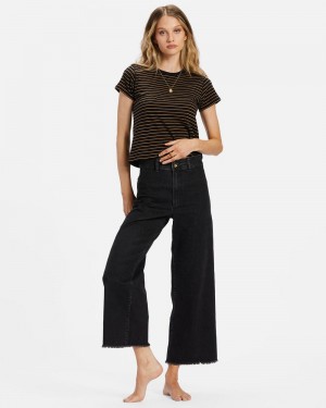 Black Women's Billabong Free Fall Wide-Leg Pants | 875912DJB