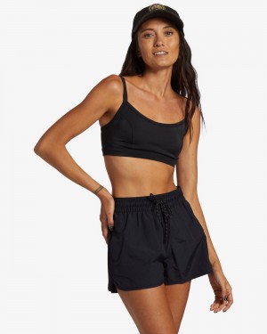 Black Women's Billabong New Adventure Short Solid Shorts | 052149QAB