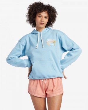 Bliss Blue Women's Billabong Greetings From Paradise Sweatshirt | 478691TYQ