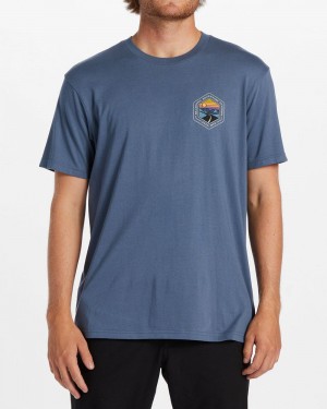 Blue Men's Billabong Rockies T-Shirt | 641823KFT