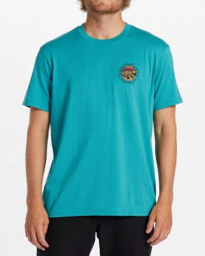 Blue Men's Billabong Rockies T-Shirt | 849251UIA