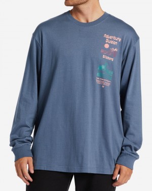 Blue Men's Billabong Tidal Research Long Sleeve T-Shirt | 463029AUN