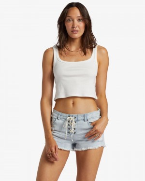 Blue Women's Billabong Lite Hearted Denim Shorts | 349651BUZ