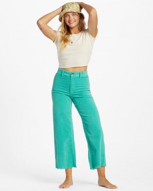 Bright Lagoon Women's Billabong Free Fall Wide-Leg Corduroy Pants | 530896XPI