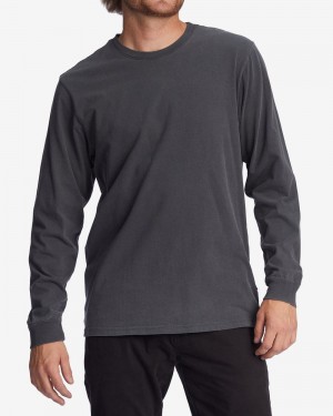 Charcoal Men's Billabong Essential Wave Washed Long Sleeve T-Shirt | 625971AWP