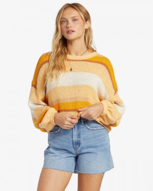 Citrus Glow Women's Billabong Sol Time Crew Neck Sweater | 194368YMU