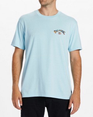 Coastal Blue Men's Billabong Arch Fill T-Shirt | 239064OYA