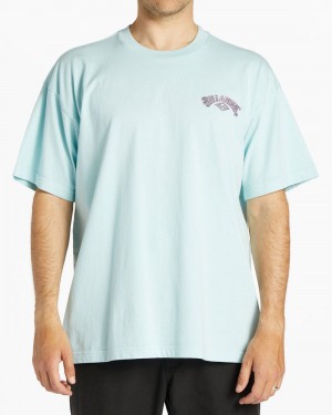 Coastal Blue Men's Billabong Arch Wave Og Short Sleeve Wave Washed T-Shirt | 301458JNH