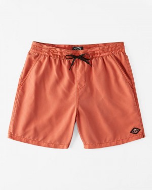 Coral Men's Billabong All Day Overdyed Layback 17" Elastic Waist Shorts | 347180NQO