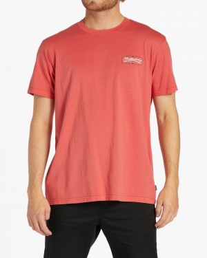 Coral Men's Billabong Crossboards Short Sleeve Wave Washed T-Shirt | 241973ONQ