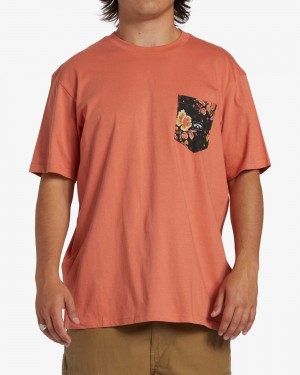 Coral Men's Billabong Team Pocket T-Shirt | 957218RTL