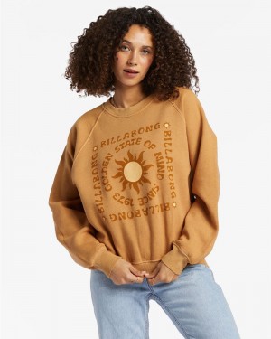 Cosmic Khaki Women's Billabong Here We Go Graphic Crewneck Sweatshirt | 027349KVD