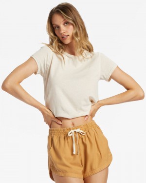 Cosmic Khaki Women's Billabong Road Trippin Elastic Waist Shorts | 154830ETA