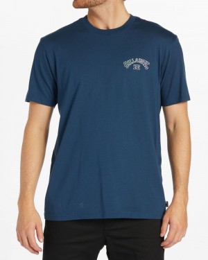 Dark Blue Men's Billabong Arch Fill Short Sleeve T-Shirt | 718425KEM