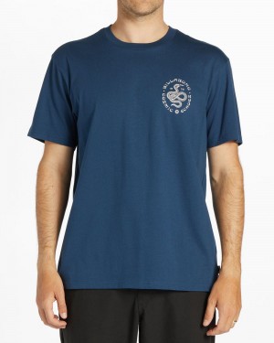 Dark Blue Men's Billabong Coil Short Sleeve T-Shirt | 721456AOY