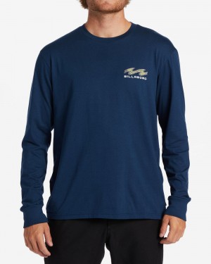 Dark Blue Men's Billabong Fragment Long Sleeve T-Shirt | 795810AVN