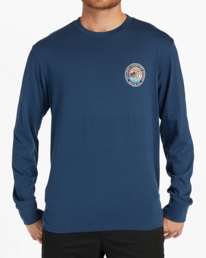 Dark Blue Men's Billabong Rockies Long Sleeve T-Shirt | 462091VES