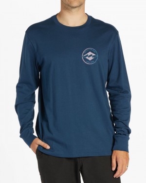 Dark Blue Men's Billabong Rotor Diamond Long Sleeve T-Shirt | 254861BOC