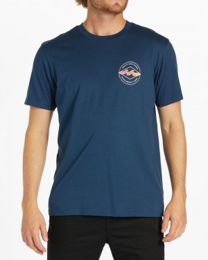 Dark Blue Men's Billabong Rotor Diamond Short Sleeve T-Shirt | 301274ATK