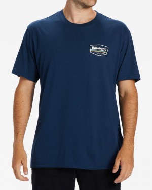 Dark Blue Men's Billabong Walled T-Shirt | 541720EJX