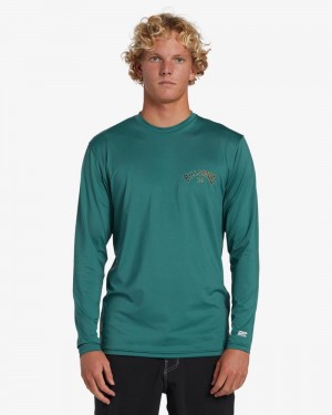 Dark Grey Men's Billabong Arch Fill Loose Fit Long Sleeve Surf T-Shirt | 476059LEM