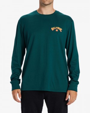 Deep Teal Men's Billabong Arch Fill Long Sleeve T-Shirt | 304125POI