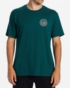 Deep Teal Men's Billabong Rotor T-Shirt | 423186KLN