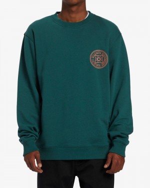 Deep Teal Men's Billabong Short Sands Crew Sweatshirt | 057896WDA