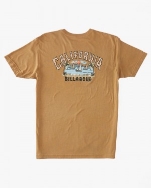 Dusty Gold Men's Billabong Ca Sailing Arch T-Shirt | 530129NXP