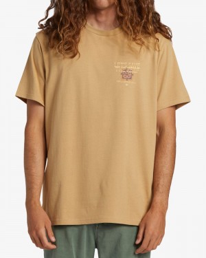 Dusty Gold Men's Billabong Cg Tiki Reef Short Sleeve T-Shirt | 916702DJO