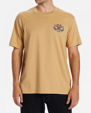 Dusty Gold Men's Billabong Protectores T-Shirt | 765201DNM