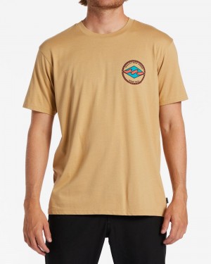 Dusty Gold Men's Billabong Rotor Diamond T-Shirt | 192586DQF