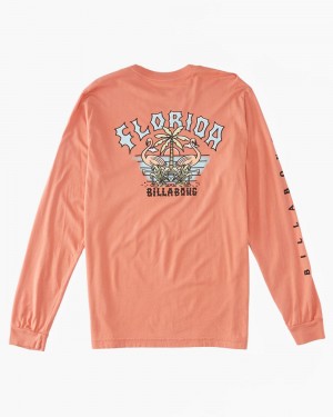 Green Men's Billabong Flamingo Arch T-Shirt | 298653YCB