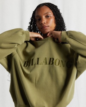 Green Women's Billabong Baseline Kendall Sweatshirt | 385796EQZ