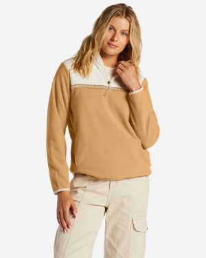 Green Women's Billabong Boundary Lite Mock Neck Sweatshirt | 923540INU